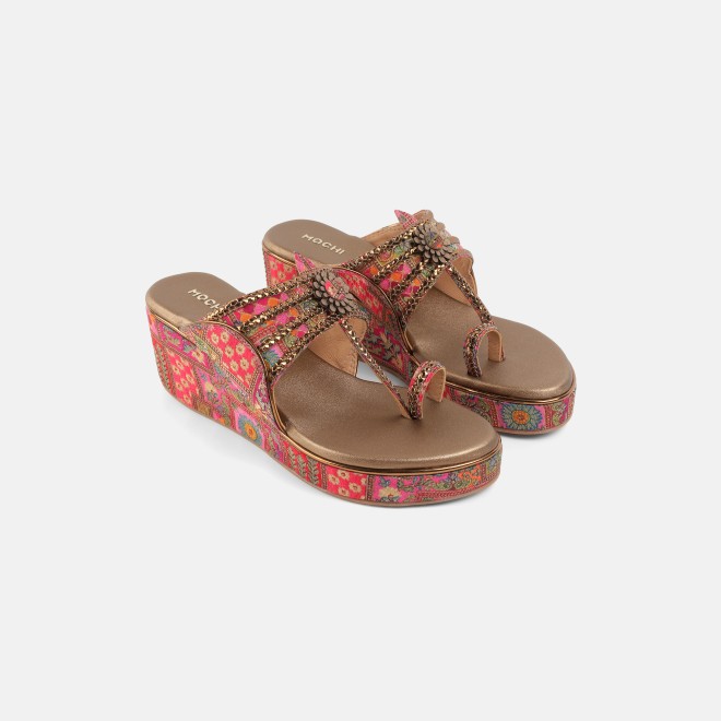 Mochi Women Rani-pink Ethnic Kolhapuris (SKU: 34-492-48-35)