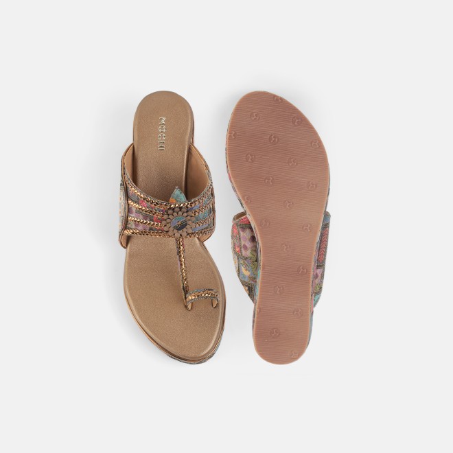 Mochi Women Antic-gold Ethnic Kolhapuris (SKU: 34-492-28-36)