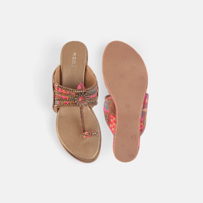 Mochi Women Rani-pink Ethnic Kolhapuris (SKU: 34-492-48-35)