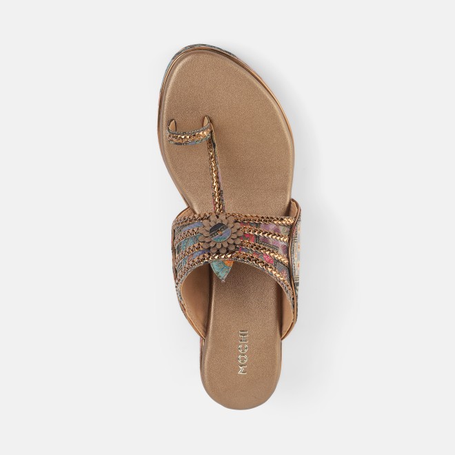 Mochi Women Antic-gold Ethnic Kolhapuris (SKU: 34-492-28-36)