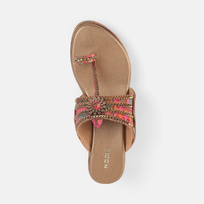 Mochi Women Rani-pink Ethnic Kolhapuris (SKU: 34-492-48-35)