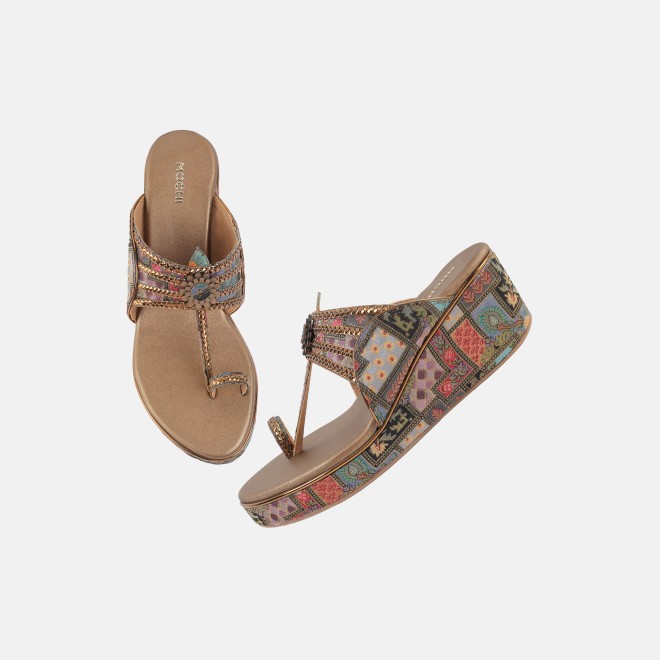 Mochi Women Antic-gold Ethnic Kolhapuris (SKU: 34-492-28-36)