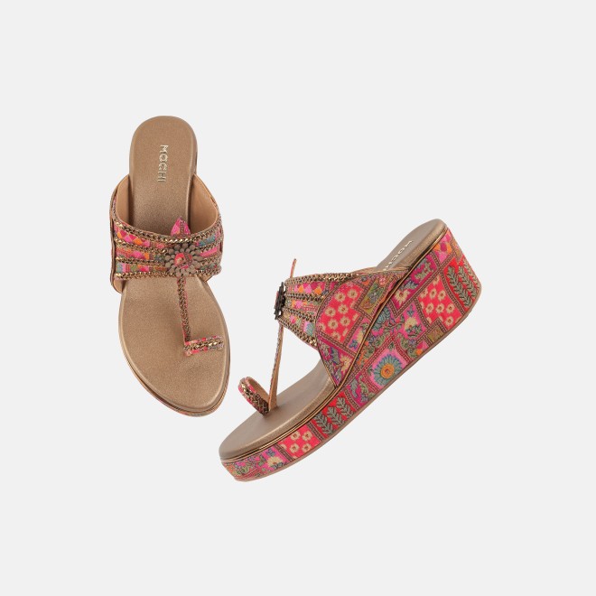 Mochi Women Rani-pink Ethnic Kolhapuris (SKU: 34-492-48-35)