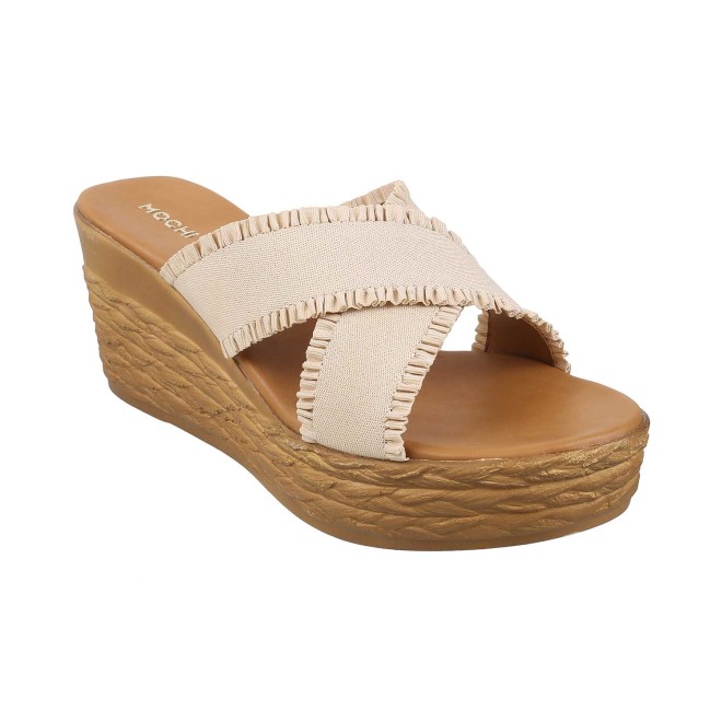 Mochi Women Beige Casual Slip Ons (SKU: 34-65-20-36)