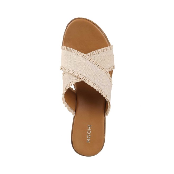 Mochi Women Beige Casual Slip Ons (SKU: 34-65-20-36)