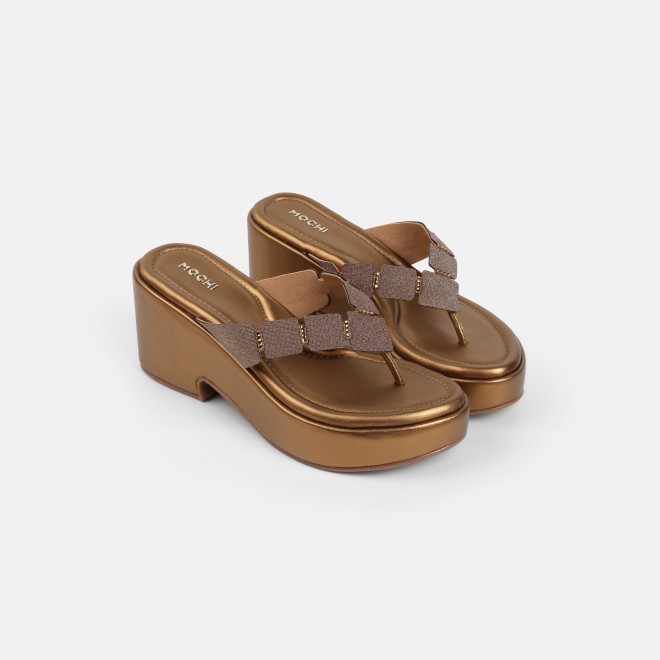 Mochi Women Antic-gold Casual Slip Ons (SKU: 34-800218-28-35)