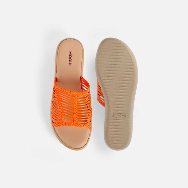 Mochi Women Orange Casual Slip Ons (SKU: 34-800251-25-36)