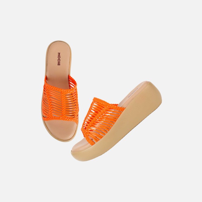 Mochi Women Orange Casual Slip Ons (SKU: 34-800251-25-36)