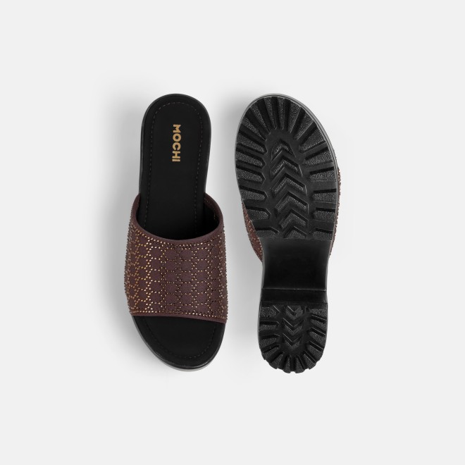 Mochi Women Brown Casual Slip Ons (SKU: 34-800279-12-36)