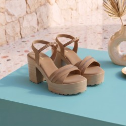 Mochi Women Dark-beige Casual Sandals