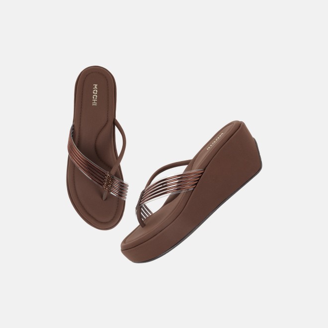 Mochi Women Brown Casual Slip Ons (SKU: 34-800418-12-36)