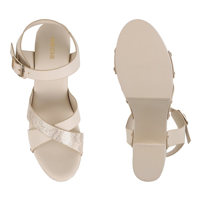 Mochi Women Beige Casual Sandals (SKU: 34-900224-20-38)