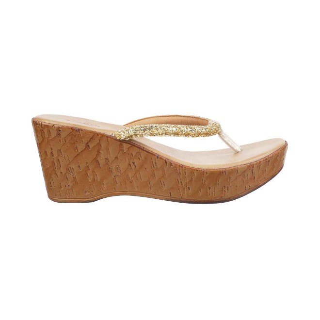 Mochi Women Gold Casual Slip Ons (SKU: 34-9868-15-36)
