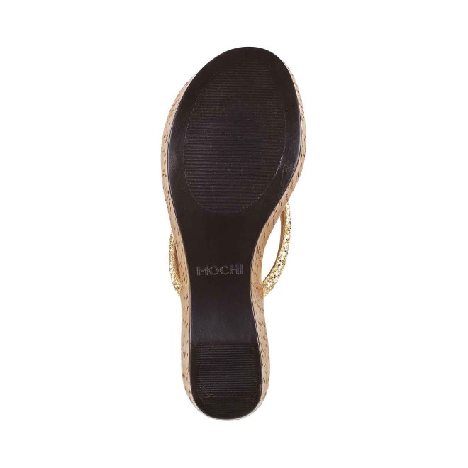 Mochi Women Gold Casual Slip Ons (SKU: 34-9868-15-36)