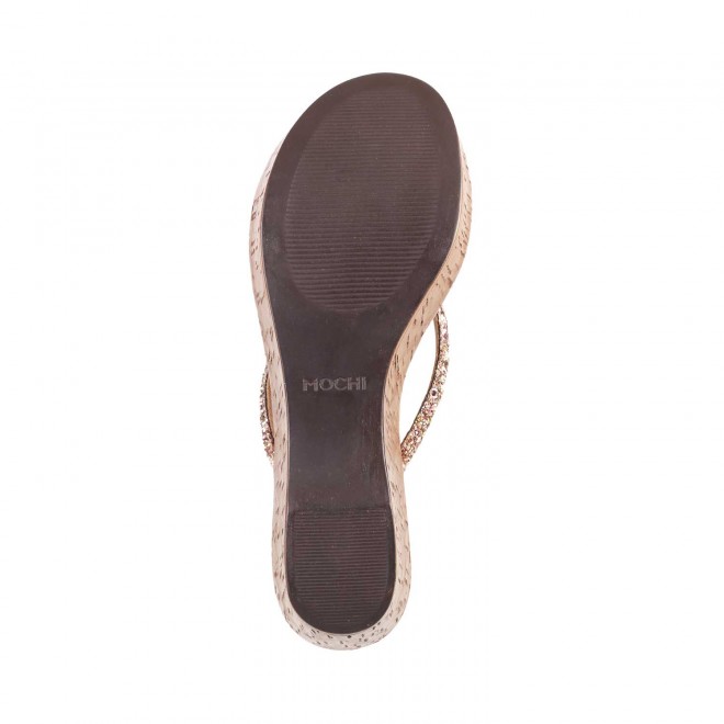 Mochi Women Antique-Gold Casual Slip Ons (SKU: 34-9868-28-36)