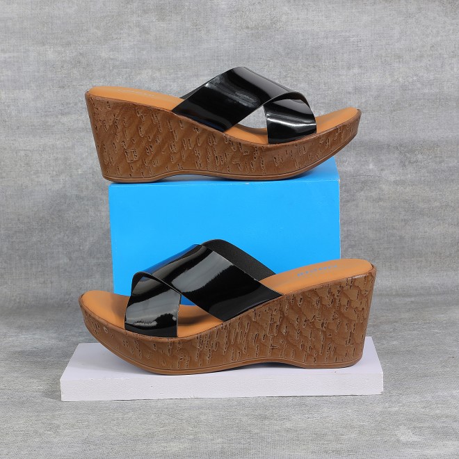 Mochi Women Black Casual Slides