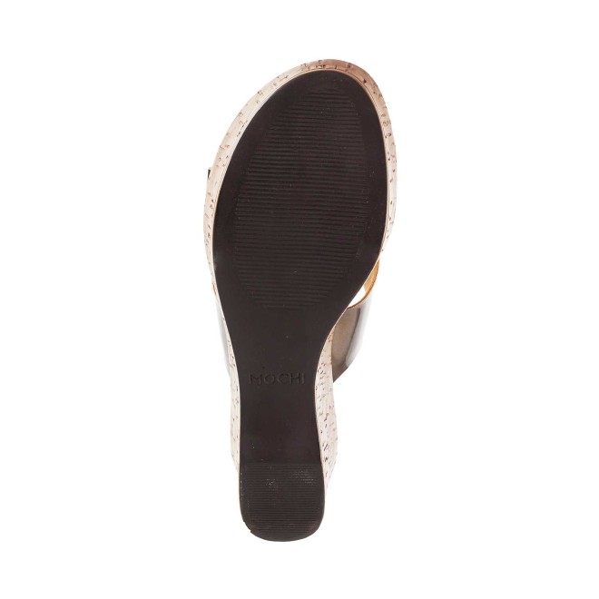 Mochi Women Antique-Gold Casual Slides (SKU: 34-9884-28-36)