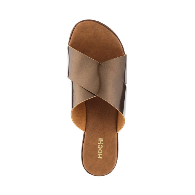 Mochi Women Antique-Gold Casual Slides (SKU: 34-9884-28-36)