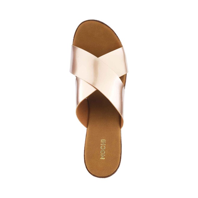 Mochi Women Rose-Gold Casual Slides (SKU: 34-9884-52-36)