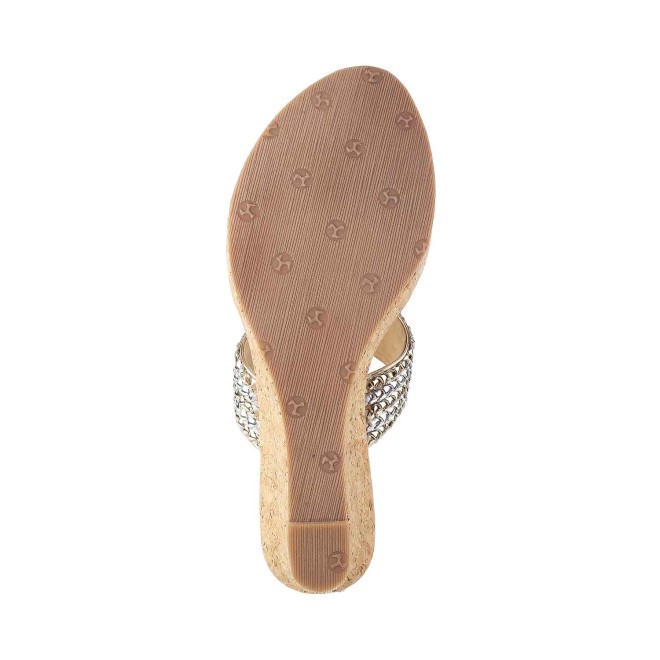 Mochi Women Gold Ethnic Slip Ons (SKU: 34-9908-15-40)