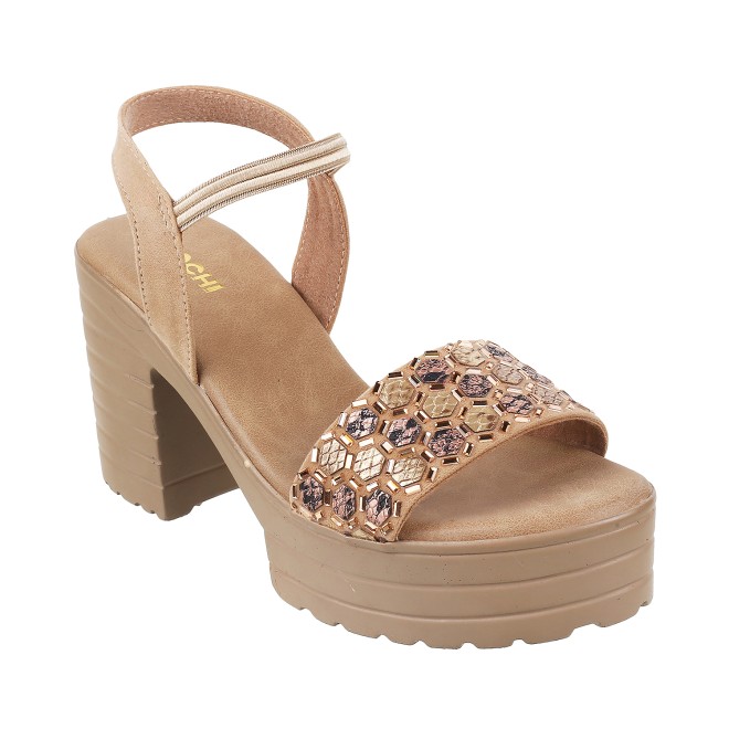 Mochi Women Beige Casual Sandals (SKU: 34-9991-20-36)