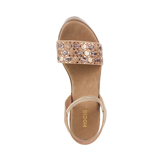 Mochi Women Beige Casual Sandals (SKU: 34-9991-20-36)