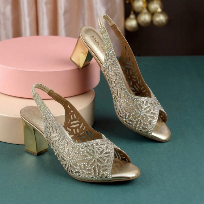 Mochi Women Gold Wedding Sandals