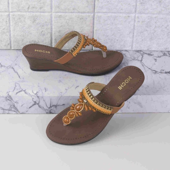 Mochi Women Tan Party Slippers (SKU: 35-1226-23-37)