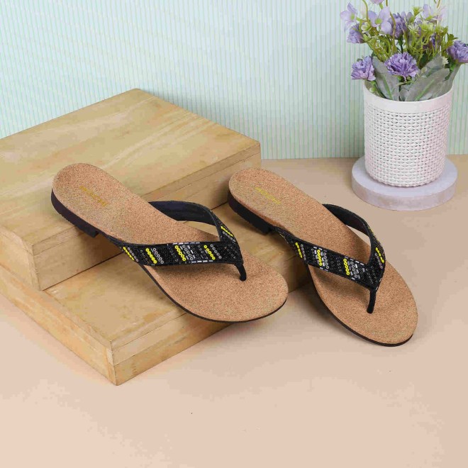 Mochi Women Black Ethnic Slippers (SKU: 35-1244-11-37)