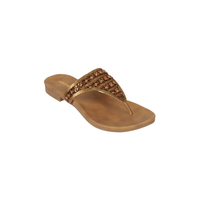 Mochi Women Antic-gold Ethnic Slippers (SKU: 35-1247-28-37)