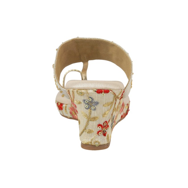 Mochi Women Gold Ethnic Slippers (SKU: 35-1265-15-36)