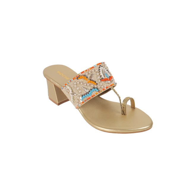 Mochi Women Gold Ethnic Slip Ons (SKU: 35-1284-15-36)