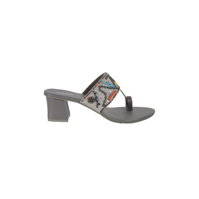 Mochi Women Grey Ethnic Slip Ons (SKU: 35-1284-14-36)