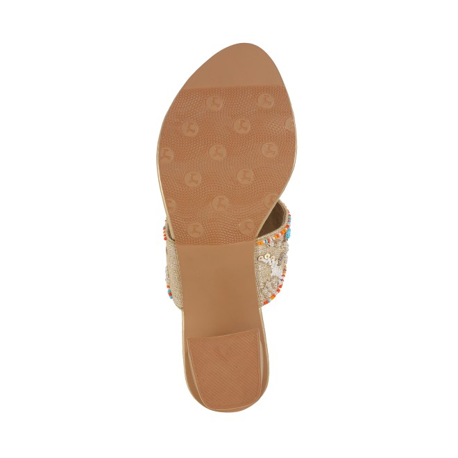 Mochi Women Gold Ethnic Slip Ons (SKU: 35-1284-15-36)