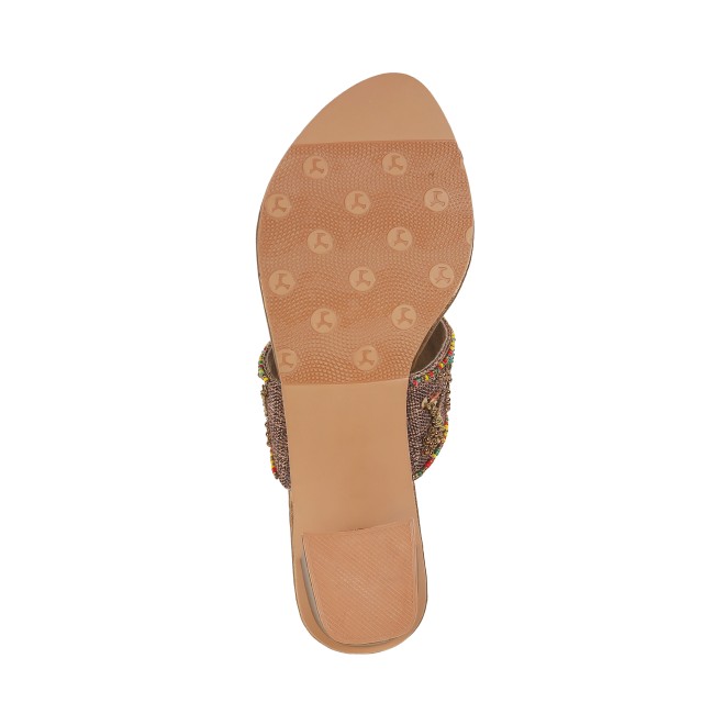 Mochi Women Antique-Gold Ethnic Slip Ons (SKU: 35-1284-28-36)