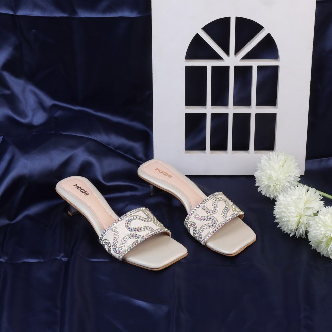 Mochi Women Gold Casual Slip Ons