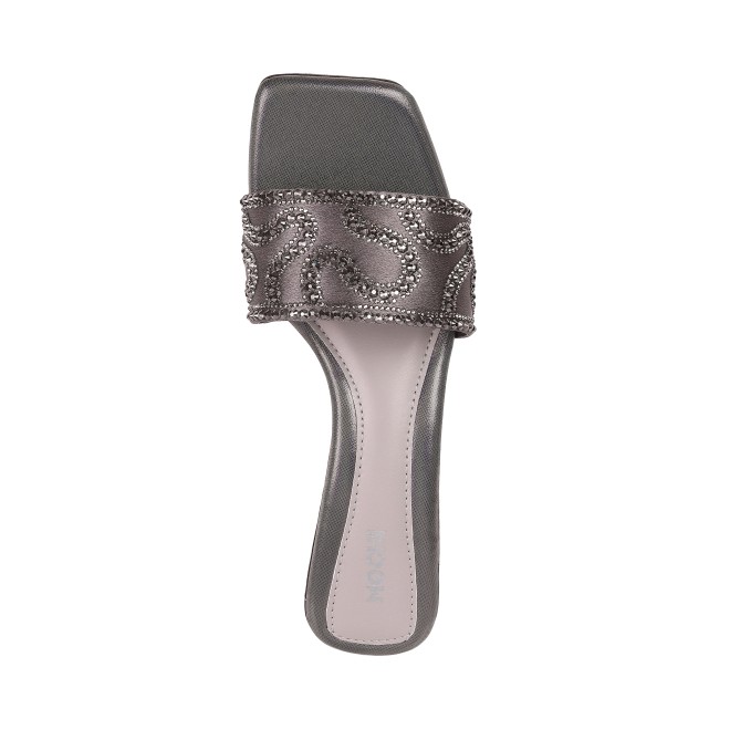 Mochi Women Gun-Metal Casual Slip Ons (SKU: 35-1290-29-41)