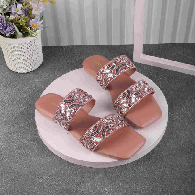 Mochi Women Pink Party Slides (SKU: 35-1293-24-36)