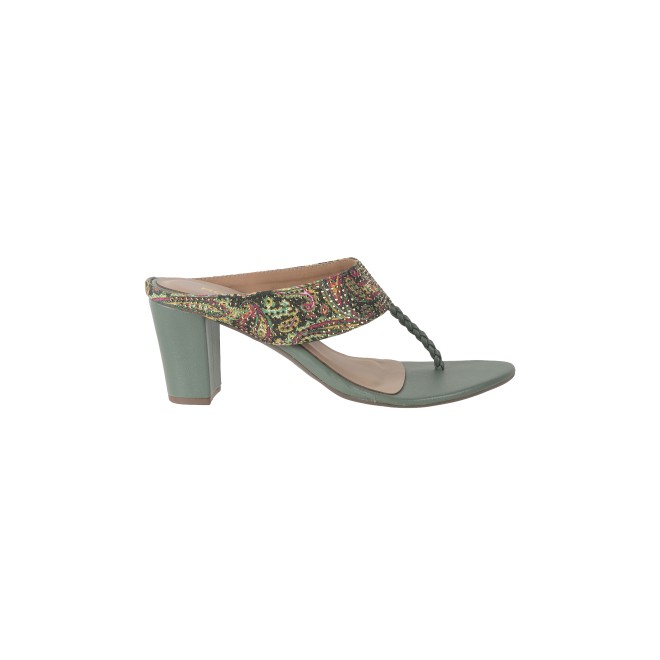 Mochi Women Green Ethnic Slip Ons (SKU: 35-1456-21-36)