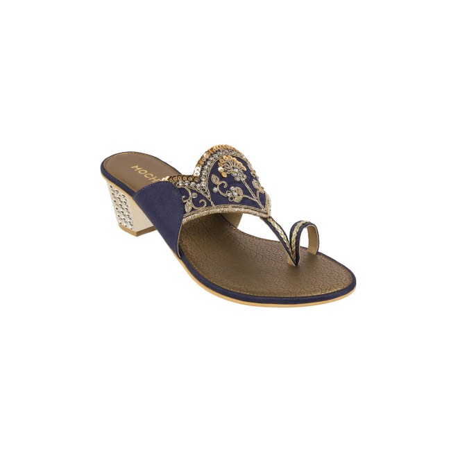 Mochi Women Blue-navy Ethnic Pumps (SKU: 35-1503-17-38)