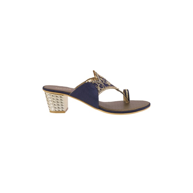 Mochi Women Blue-navy Ethnic Pumps (SKU: 35-1503-17-38)