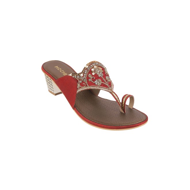 Mochi Women Maroon Ethnic Pumps (SKU: 35-1503-44-36)