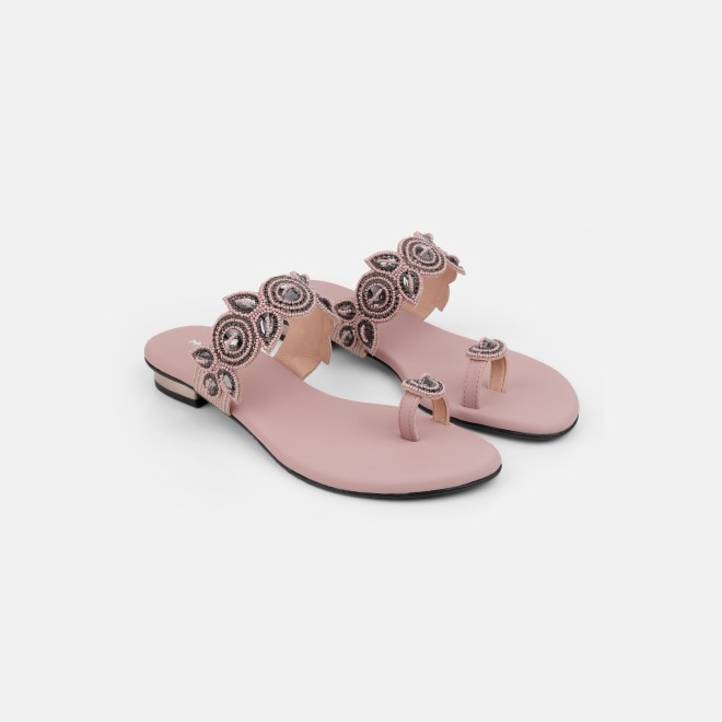 Mochi Women Peach Ethnic Slip Ons (SKU: 35-1522-80-37)
