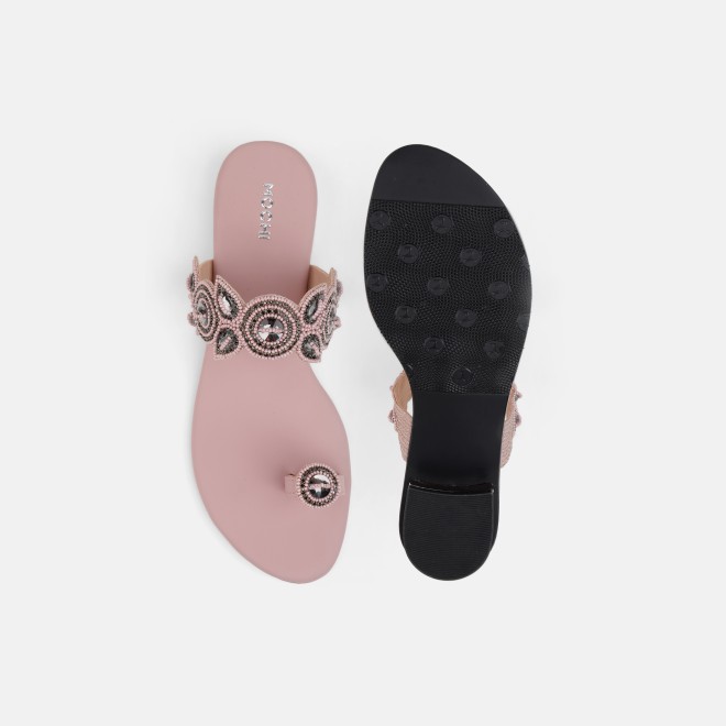 Mochi Women Peach Ethnic Slip Ons (SKU: 35-1522-80-37)