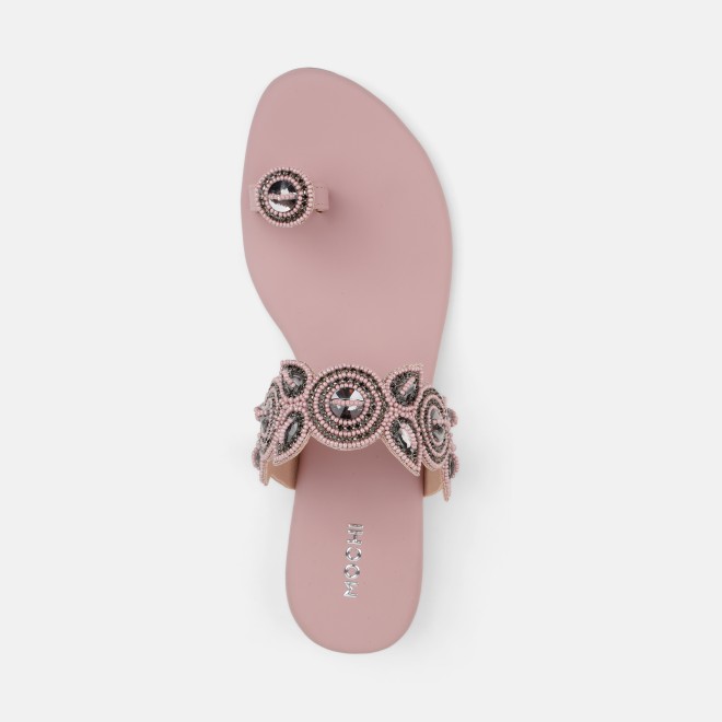 Mochi Women Peach Ethnic Slip Ons (SKU: 35-1522-80-37)