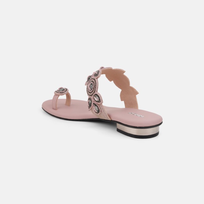 Mochi Women Peach Ethnic Slip Ons (SKU: 35-1522-80-37)