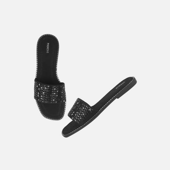 Mochi Women Black Casual Slippers (SKU: 35-1610-11-36)