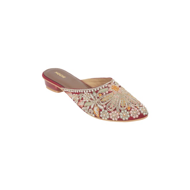 Mochi Women Maroon Wedding Jutis (SKU: 35-1626-44-36)