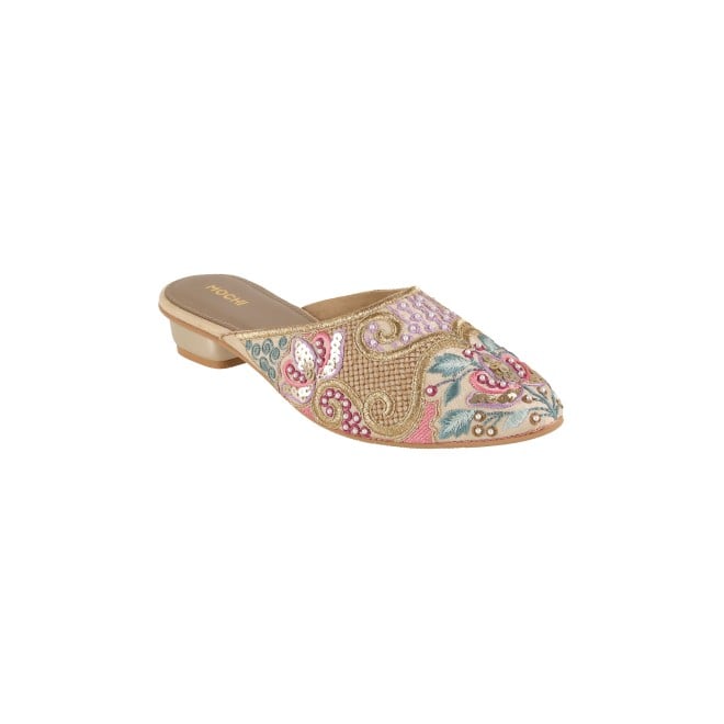 Mochi Women Gold Ethnic Slip Ons (SKU: 35-1629-15-36)