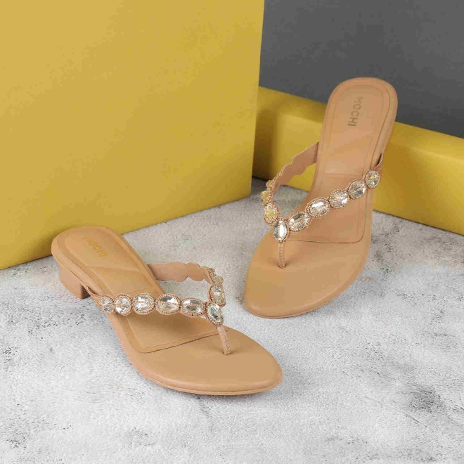 Mochi Women Antic-gold Party Sandals (SKU: 35-1636-28-37)